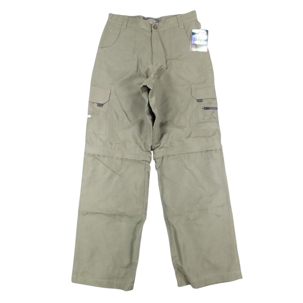 Lee Pipes Convertible Cargo Pants Boys 16R Vintage 90s Olive Nylon Wide Leg NWT